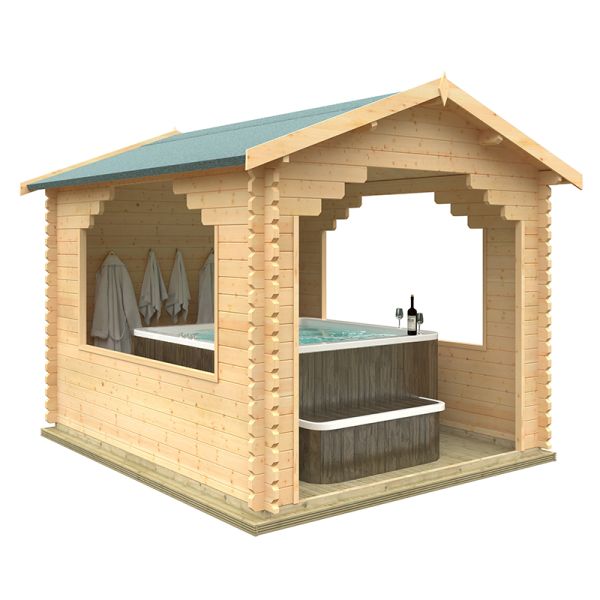 12x10 The Stowe 44mm Cabin - L355 x W295 x H272.6 cm - Solid Wood/Softwood/Pine - Natural