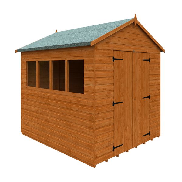 8 x 7 Feet Workshop 12mm Shed - Solid Wood/Softwood/Pine - L235 x W205 x H247.5 cm - Burnt Orange