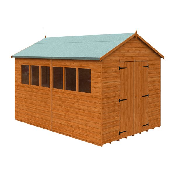 12 x 8 Feet Xl Workshop 12mm Shed - Solid Wood/Softwood/Pine - L355 x W235 x H254.5 cm - Burnt Orange