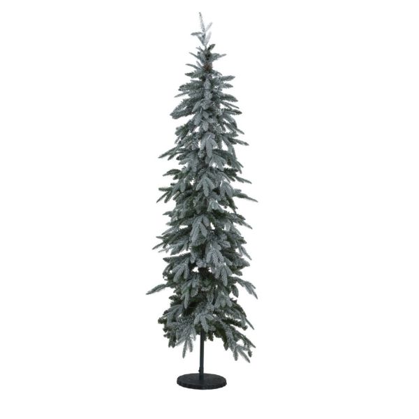 Slim Snowy Woodland Pre-Lit 200 Led Christmas Tree - Plastic - L91 x W91 x H210 cm - White