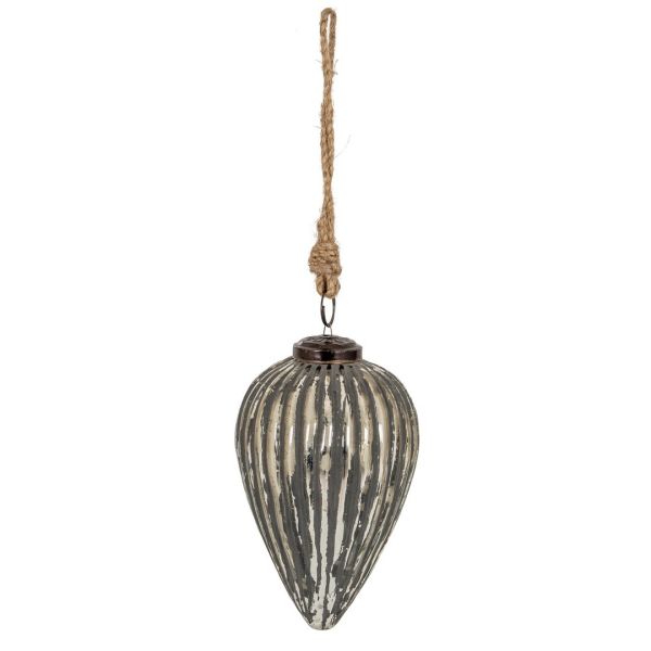 Grey Metallic Collection Large Cone Bauble - Glass - L9 x W9 x H15 cm - Silver