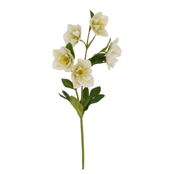White Hellebore Stem Artificial Flower - Plastic - H45 cm - White