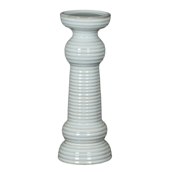 Sile Medium Pillar Candle Holder - Ceramic - L11 x W11 x H31 cm - White