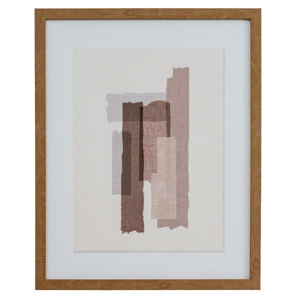 Terran Art Mounted in Wooden Frame - Wood - L2 x W40 x H50 cm - Multi-Coloured