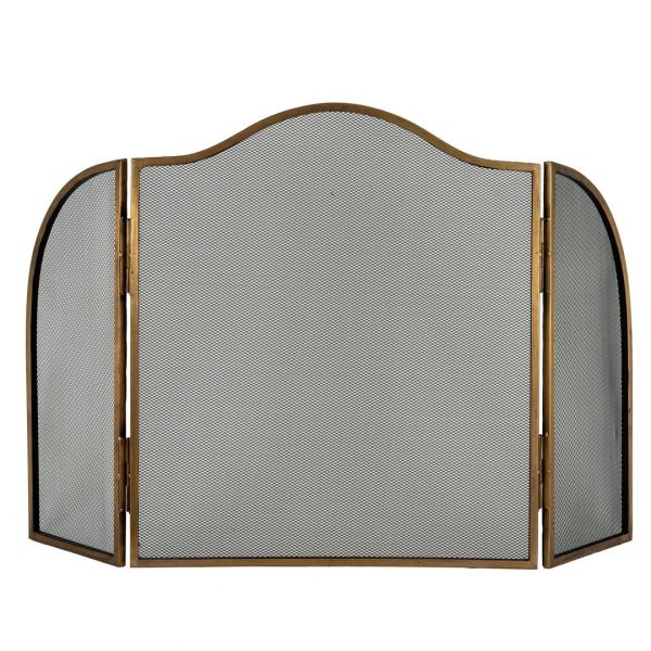 Antiqued Fire Screen - Metal - L3 x W65 x H5 cm - Brass