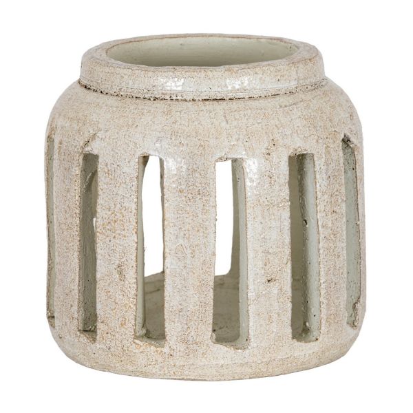 Tarn Collection Large Candle Holder - Ceramic - L26 x W26 x H24 cm - White