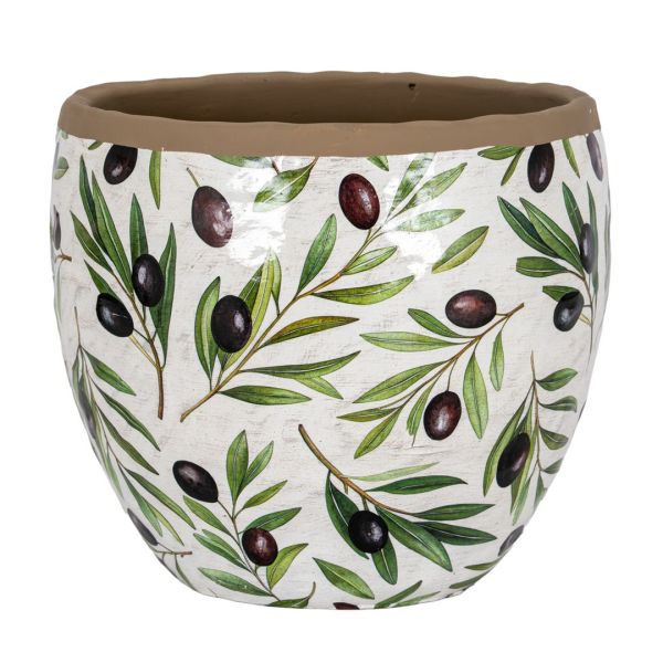 Verdal Olive Large Planter - Ceramic - L24 x W24 x H21 cm - White