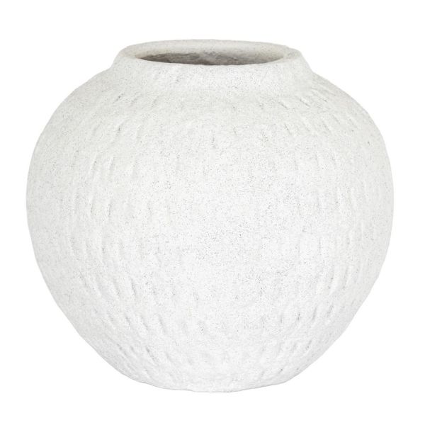 Ashen Medium Round Vase - Ceramic - L19 x W19 x H16 cm - White