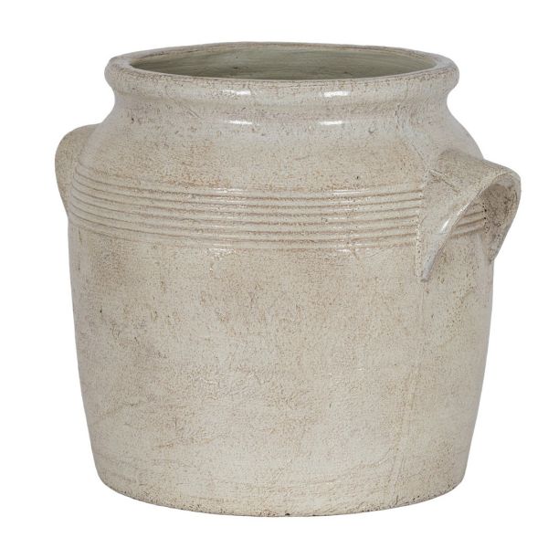 Tarn Collection Small Pot with Handles - Ceramic - L20 x W17 x H17 cm - White