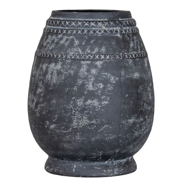 Etched Collection Tall Vase - Ceramic - L25 x W25 x H32 cm - Black
