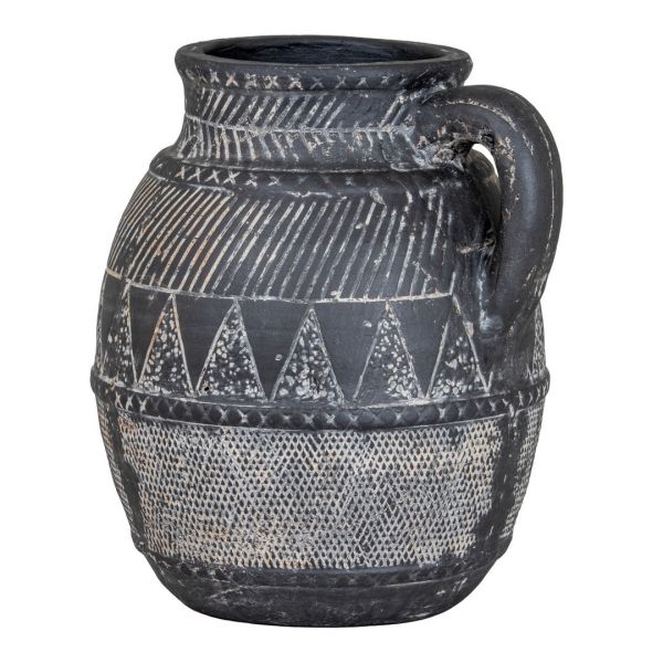 Etched Collection Tall Jug - Ceramic - L20 x W22 x H25 cm - Black