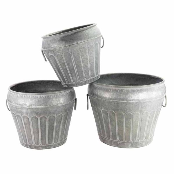 Urn Planter - Set of 3 - L43 x W43 x H37.5 cm - Antique Galvanized