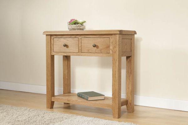 Shrewsbury Console Table with 2 Drawers - L35 x W85 x H77 cm - Oak