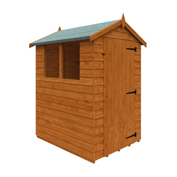 5 x 4 Feet Budget Apex 9mm Shed - Solid Wood/Softwood/Pine - L145 x W115 x H203.9 cm - Burnt Orange