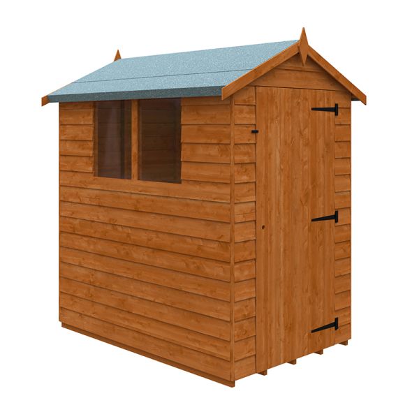 6 x 4 Feet Budget Apex 9mm Shed - Solid Wood/Softwood/Pine - L175 x W115 x H203.9 cm - Burnt Orange