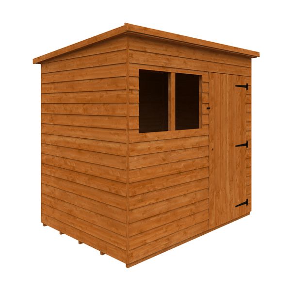 7 x 5 Feet Budget Pent 9mm Shed - Solid Wood/Softwood/Pine - L205 x W145 x H204.1 cm - Burnt Orange