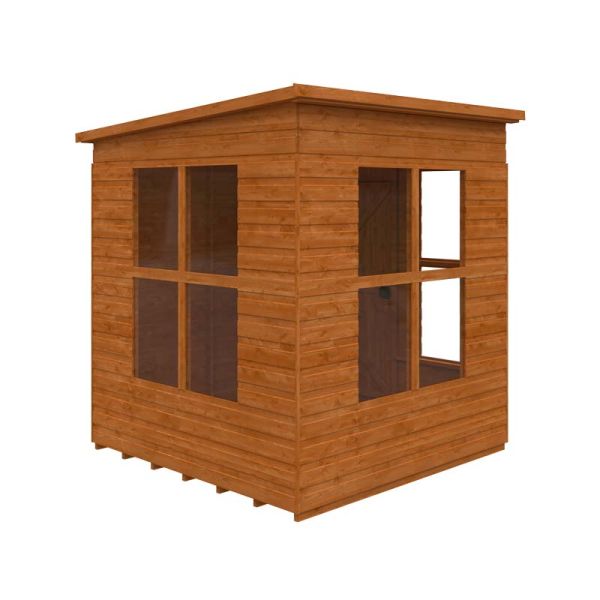 6 x 6 Feet Penthouse 12mm Shed - Solid Wood/Softwood/Pine - L175 x W175 x H204.1 cm - Burnt Orange