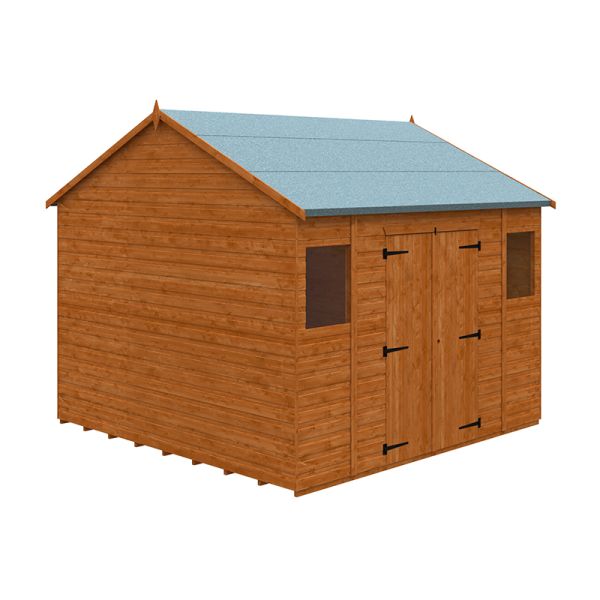 10 x 10 Feet Workman Apex 12mm Shed - Solid Wood/Softwood/Pine - L295 x W295 x H268.5 cm - Burnt Orange