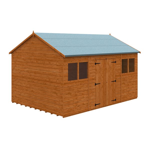 14 x 10 Feet Workman Apex 12mm Shed - Solid Wood/Softwood/Pine - L415 x W295 x H268.5 cm - Burnt Orange