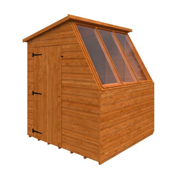 6x6 Jewel Potting Shed 12mm Shed - L175 x W175 x H217 cm - Solid Wood/Softwood/Pine - Burnt Orange