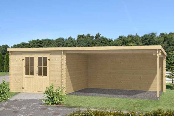 St. Louis-Log Cabin, Wooden Garden Room, Timber Summerhouse, Home Office - L701 x W319 x H210.9 cm