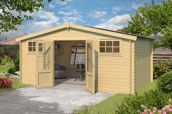 Washington-Log Cabin, Wooden Garden Room, Timber Summerhouse, Home Office - L518.6 x W396 x H245.1 cm