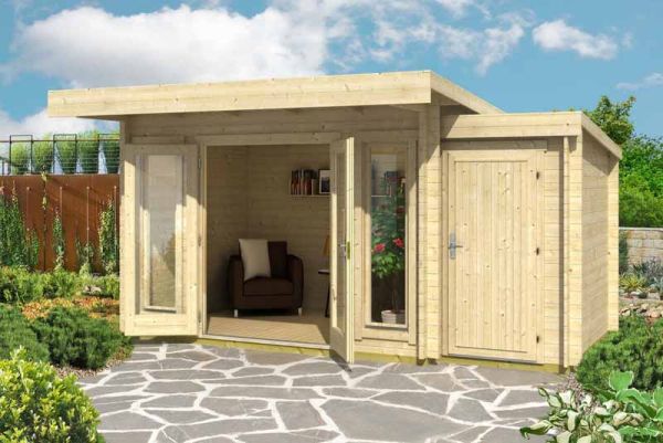 Bike Extension 2000-Log Cabin, Wooden Garden Room, Timber Summerhouse, Home Office - L130 x W220 x H210.9 cm