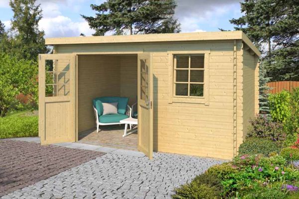 Amira 275-Log Cabin, Wooden Garden Room, Timber Summerhouse, Home Office - L400 x W313.9 x H210.9 cm