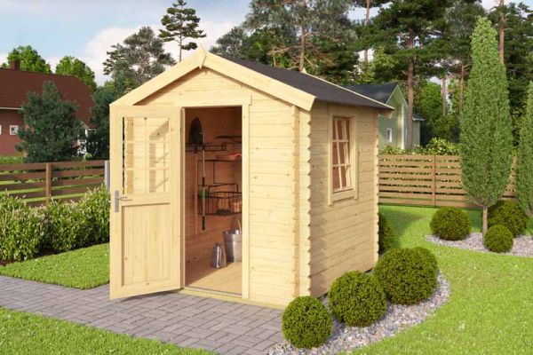 Wels 1-Log Cabin, Wooden Garden Room, Timber Summerhouse, Home Office - L231 x W220 x H233.7 cm