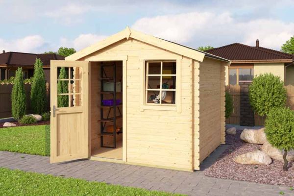 Wels 2-Log Cabin, Wooden Garden Room, Timber Summerhouse, Home Office - L263.7 x W250 x H233.7 cm