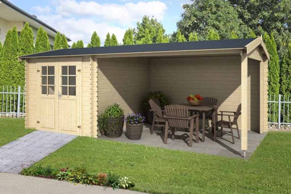 Ivana-Log Cabin, Wooden Garden Room, Timber Summerhouse, Home Office - L590 x W312.6 x H228 cm