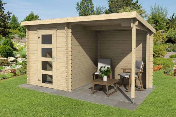 Jelle 175 Plus-Log Cabin, Wooden Garden Room, Timber Summerhouse, Home Office - L390 x W214.4 x H210.9 cm