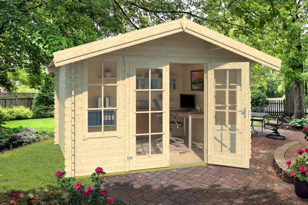Robin 280-Log Cabin, Wooden Garden Room, Timber Summerhouse, Home Office - L381.3 x W358 x H245.1 cm