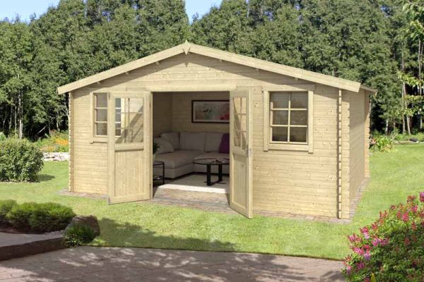 Udo 300-Log Cabin, Wooden Garden Room, Timber Summerhouse, Home Office - L522.4 x W320 x H256.5 cm