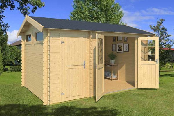 William 250-Log Cabin, Wooden Garden Room, Timber Summerhouse, Home Office - L420 x W288.8 x H239.4 cm
