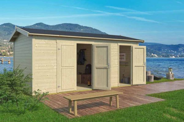 Tuvalu XL-Log Cabin, Wooden Garden Room, Timber Summerhouse, Home Office - L540 x W331.2 x H250.8 cm