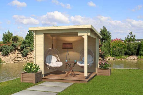 Buffalo 275-Log Cabin, Wooden Garden Room, Timber Summerhouse, Home Office - L315 x W323.9 x H245.1 cm