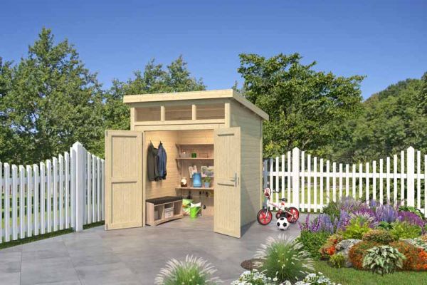 Kibo 1-Log Cabin, Wooden Garden Room, Timber Summerhouse, Home Office - L220 x W223.5 x H245.1 cm