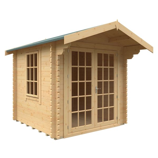 8x8w The Lotherton Plus 44mm Cabin - L235 x W235 x H251.3 cm - Solid Wood/Softwood/Pine - Natural