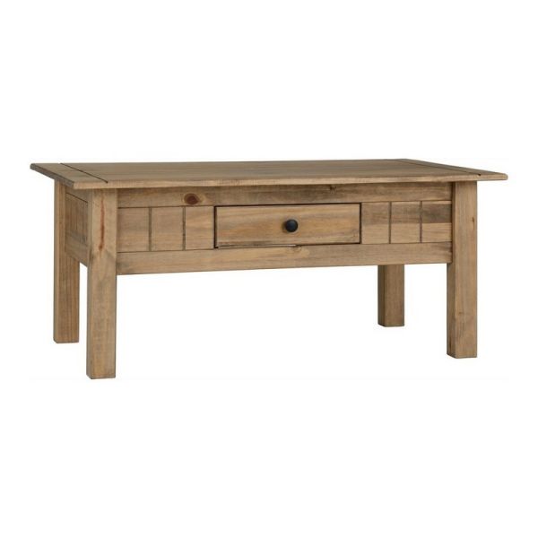 Panama 1 Drawer Coffee Table - L60 x W100 x H44 cm - Natural Wax