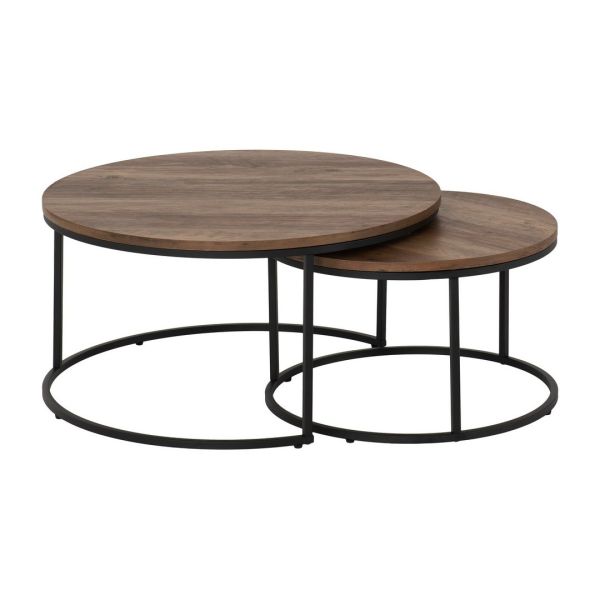 Quebec Round Coffee Table Set - Medium Oak Effect