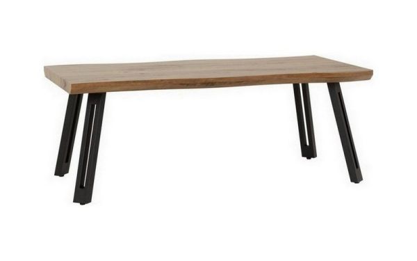 Quebec Wave Edge Coffee Table - L58.5 x W100 x H43.5 cm - Medium Oak Effect/Black