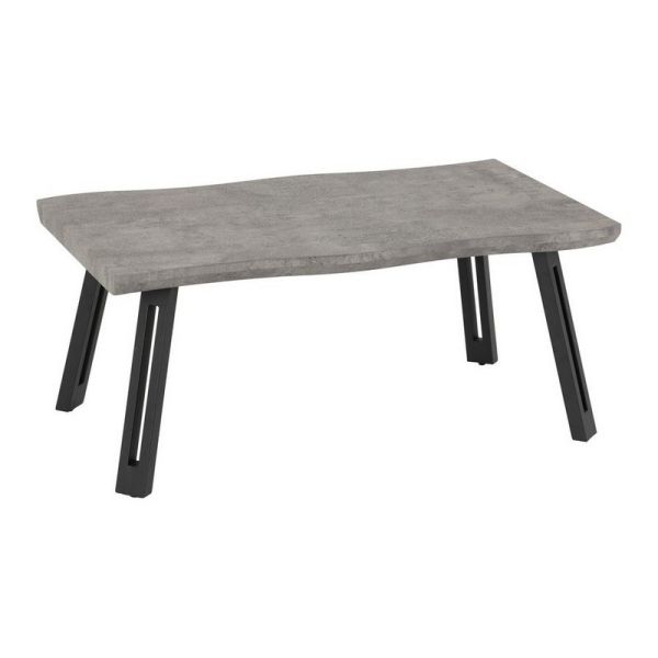 Quebec Wave Edge Coffee Table - L58.5 x W100 x H43.5 cm - Concrete Effect/Black