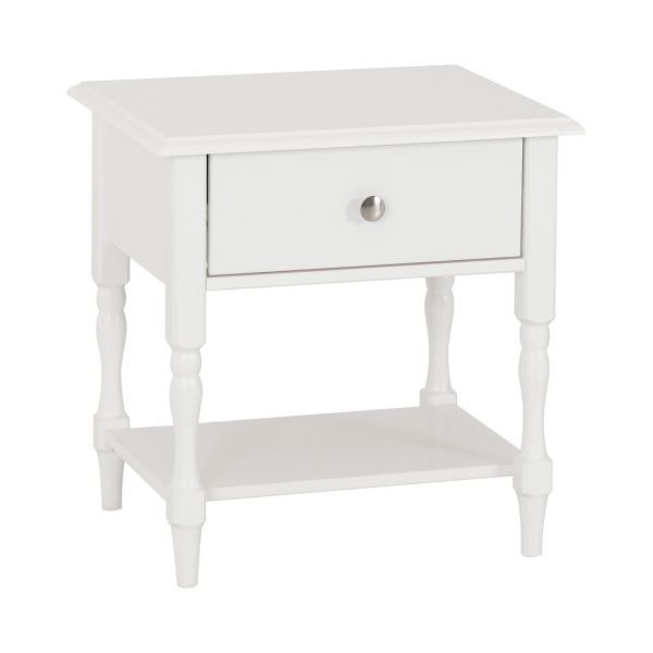 Stratford 1 Drawer Side Table - L40 x W50 x H52 cm - White
