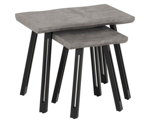 Quebec Wave Edge Nest of Tables - L40 x W60 x H50.5 cm - Concrete Effect/Black