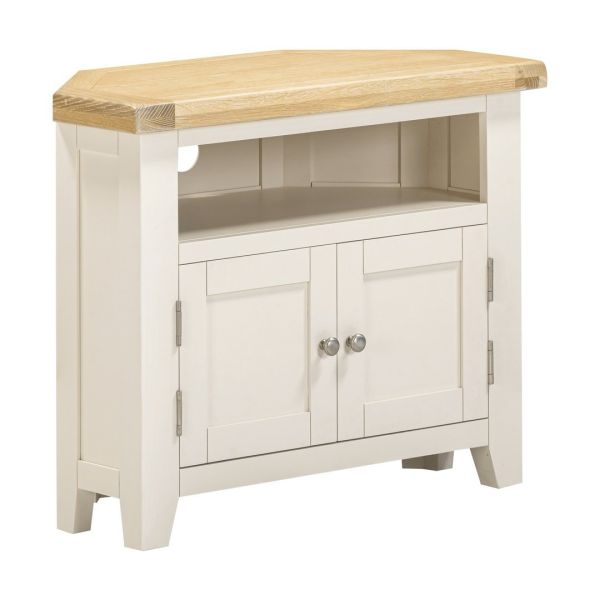 Windsor Corner TV Unit - L40 x W80 x H65 cm - Ivory/Oak