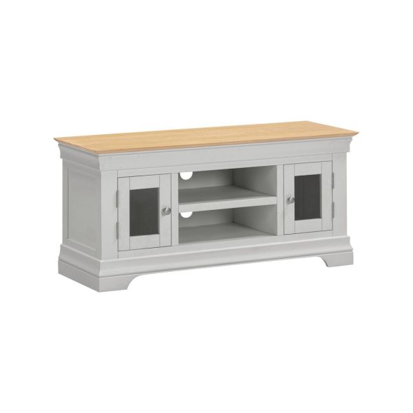 Bordeaux Small TV Stand - L43 x W120 x H57 cm - Pebble Grey/Oak