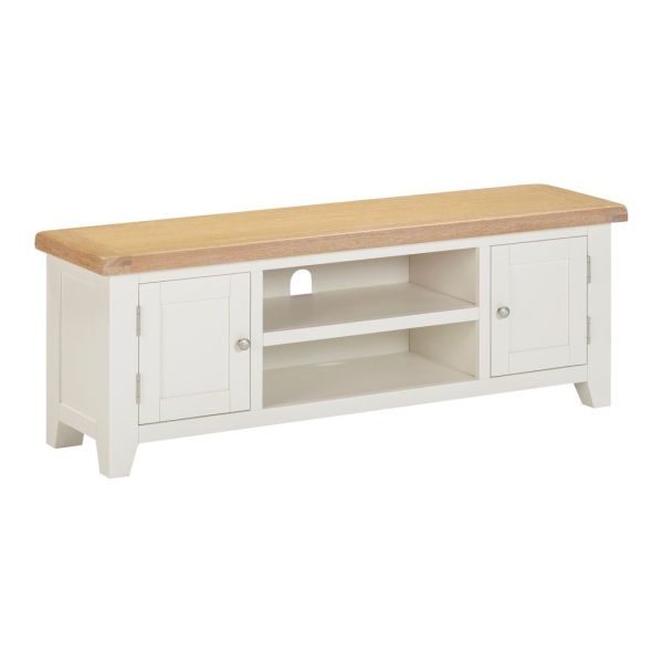 Windsor Straight TV Unit - L37 x W140 x H50.5 cm - Ivory/Oak