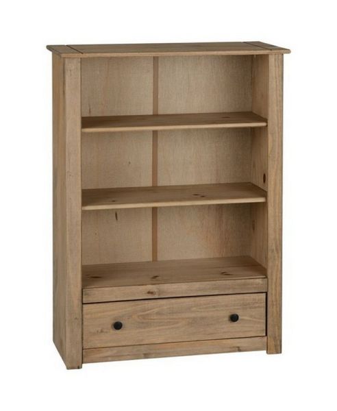 Panama 1 Drawer Bookcase - L35 x W80 x H110.5 cm - Natural Wax