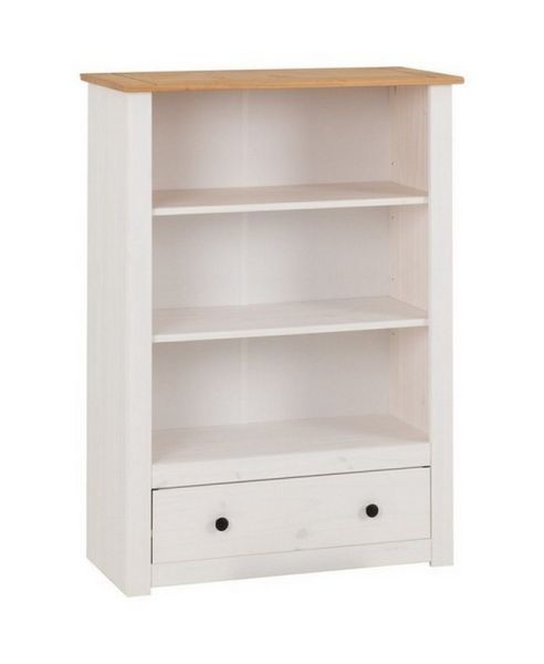 Panama 1 Drawer Bookcase - L35 x W80 x H110.5 cm - White/Natural Wax